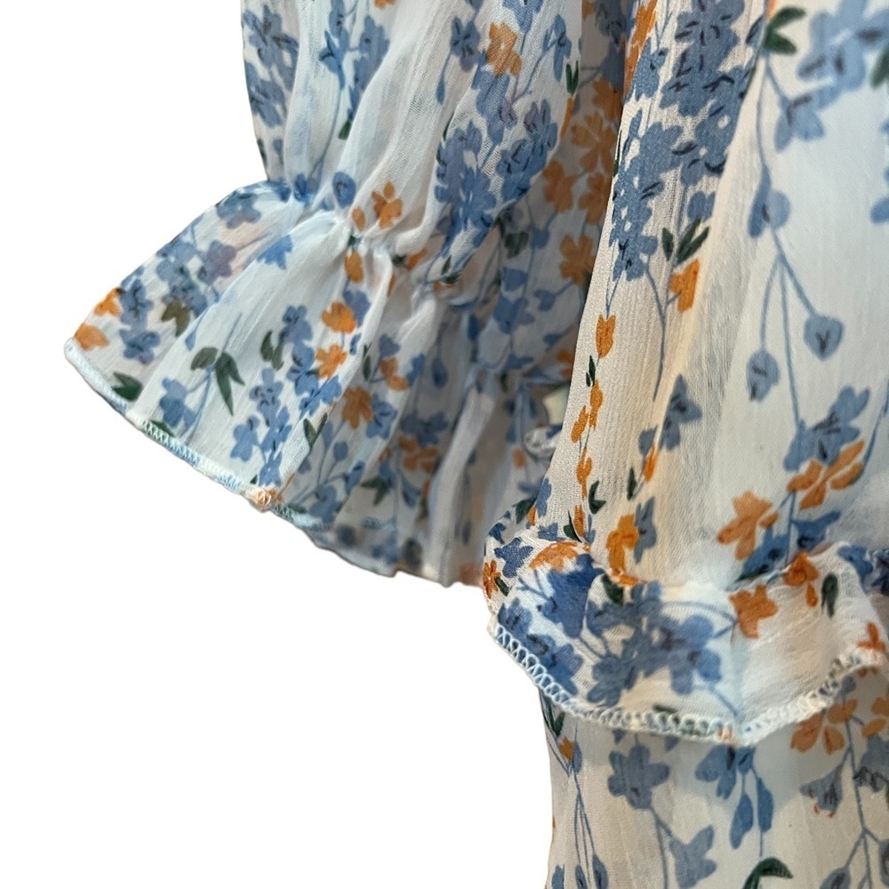 Small Sexyshine Women‘s Deep V Neck Ruffle Floral Print Open Back Mini Dress - Picture 9 of 11